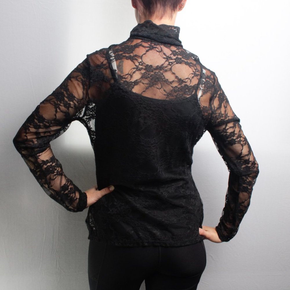 Wild Fable Lace Long Sleeve Sheer Top Women L - Picture 6 of 11